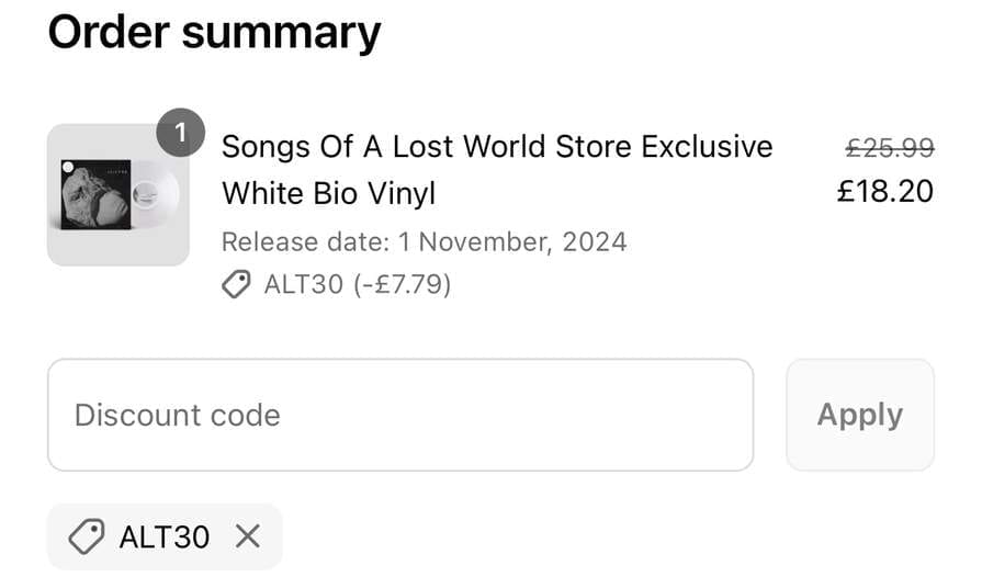 Screenshot of the Polydor Store UK discount code working