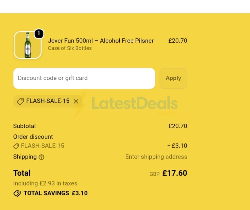 Screenshot of the The Alcohol Free Co discount code working