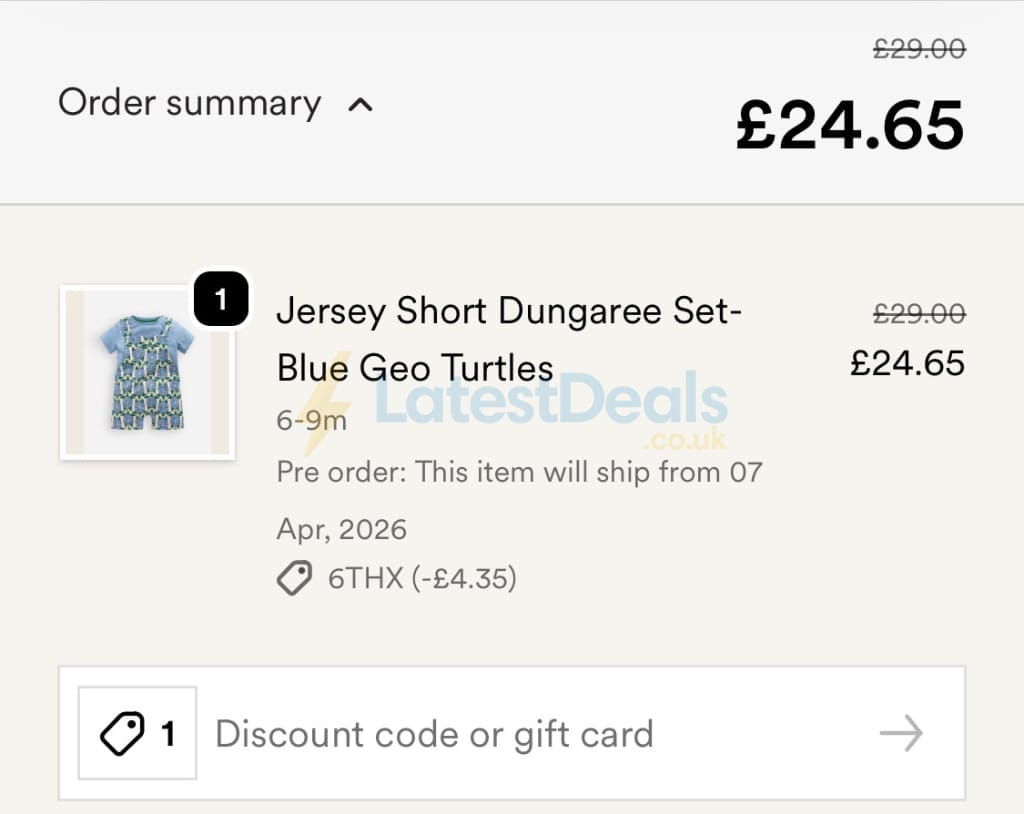 Screenshot of the BODEN discount code working