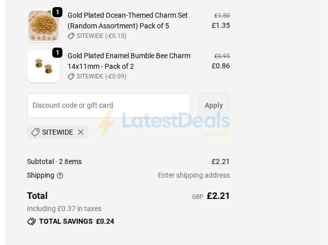 Screenshot of the Spoilt Rotten Beads discount code working