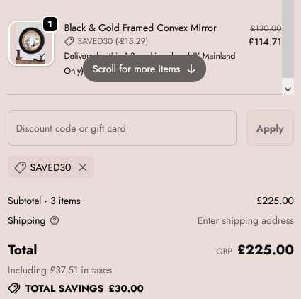 Screenshot of the Rockett St George discount code working