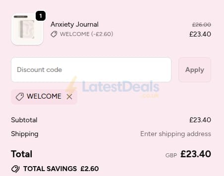 Screenshot of the Lovendu discount code working