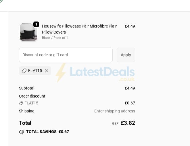 Screenshot of the Yorkshire Bedding discount code working