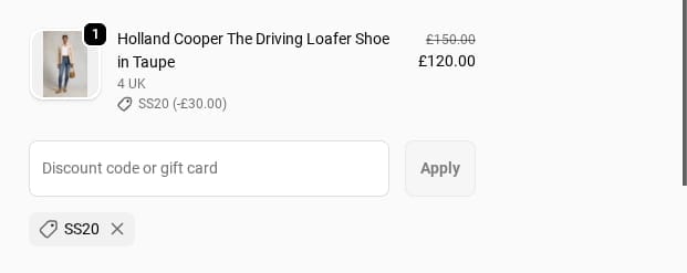 Screenshot of the Norton Barrie discount code working