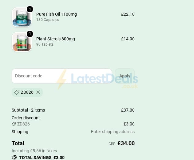 Screenshot of the Nature's Best discount code working