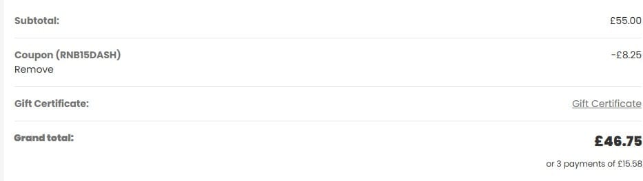 Screenshot of the Nextbase discount code working