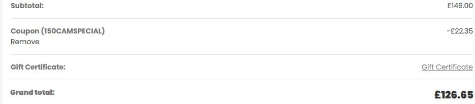 Screenshot of the Nextbase discount code working