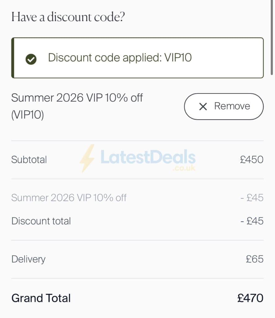 Screenshot of the Maze Living discount code working