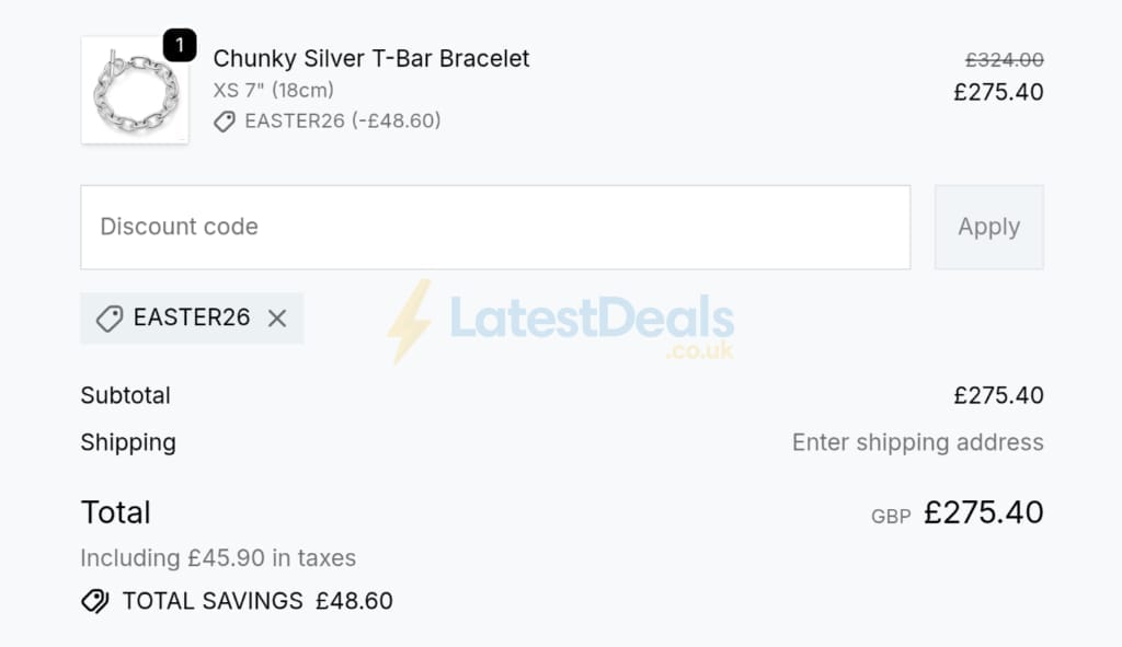 Screenshot of the Hersey discount code working