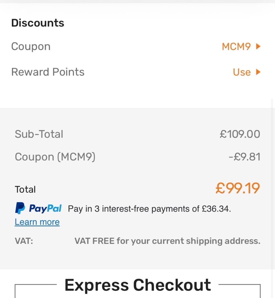 Screenshot of the Maxpeedingrods discount code working