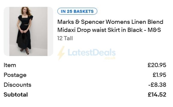 Screenshot of the ebay discount code working