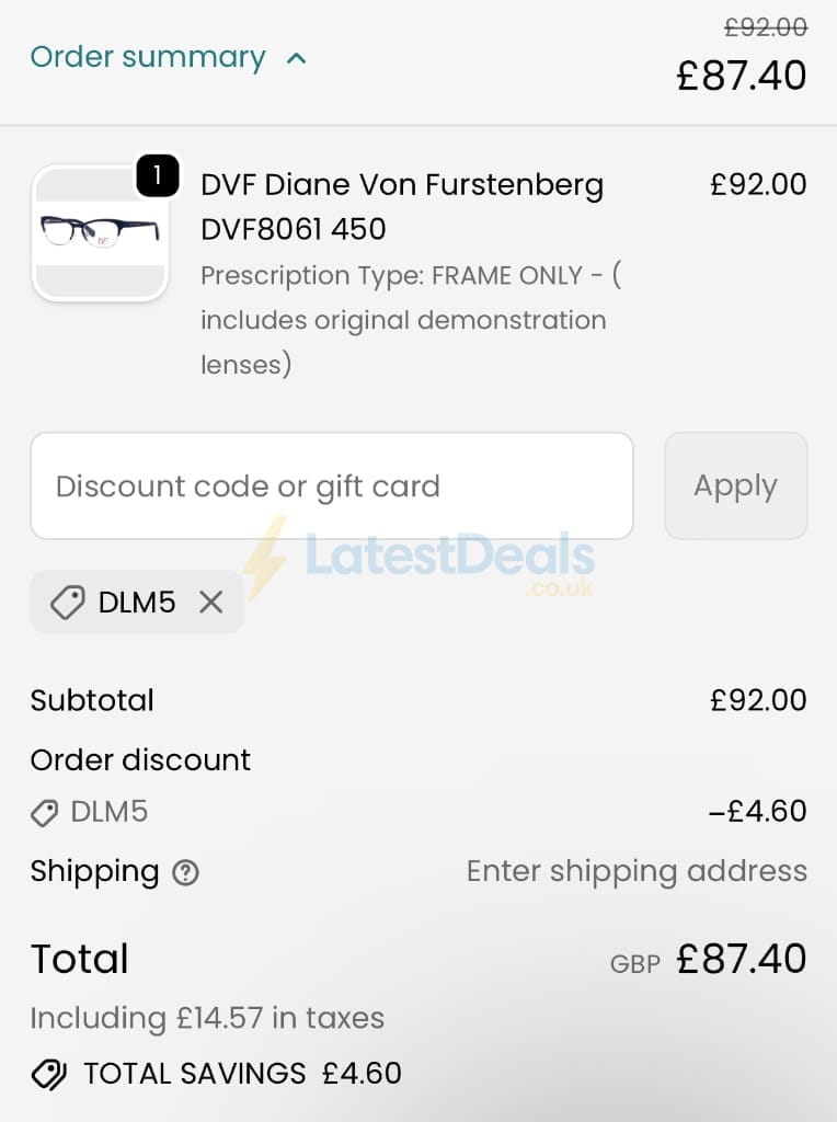 Screenshot of the Pretavoir discount code working