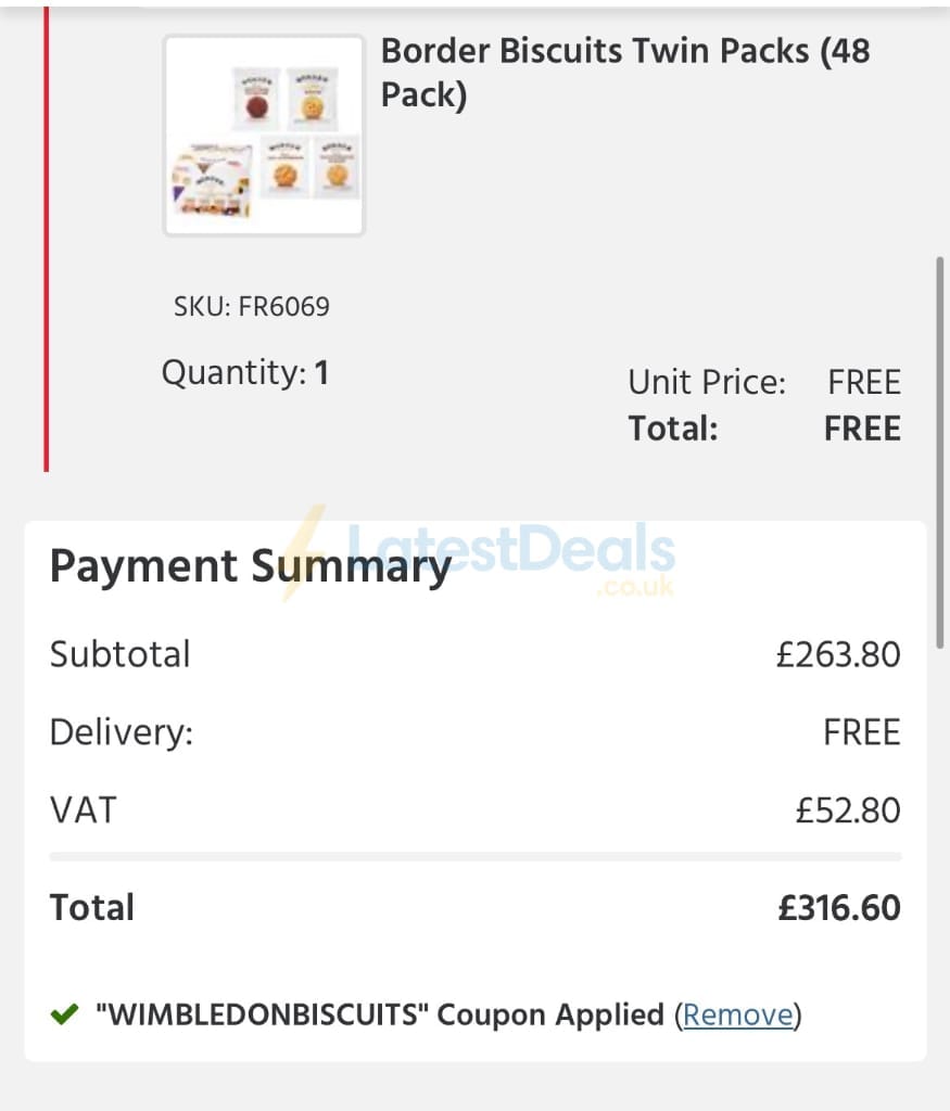 Screenshot of the UK Office Direct discount code working
