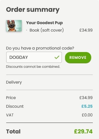 Screenshot of the Hooray Heroes discount code working