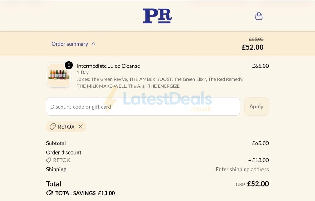 Screenshot of the Presscription discount code working