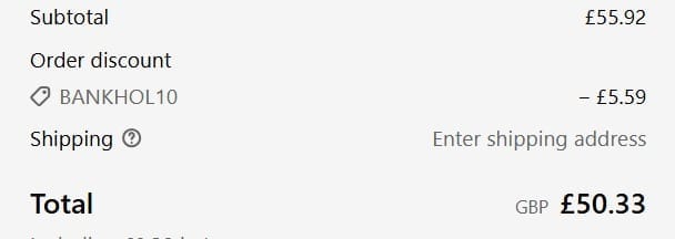 Screenshot of the All Things Tennis discount code working