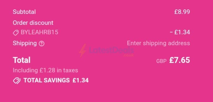 Screenshot of the LashBase discount code working