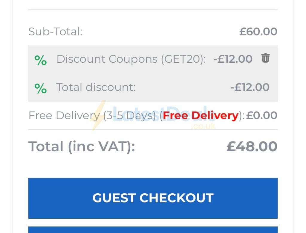 Screenshot of the Duke Direct discount code working