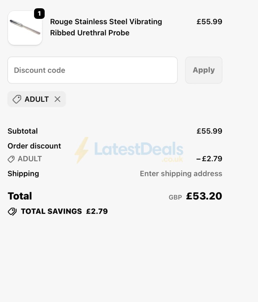 Screenshot of the Peaches and Screams discount code working