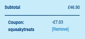 Screenshot of the Webbox discount code working