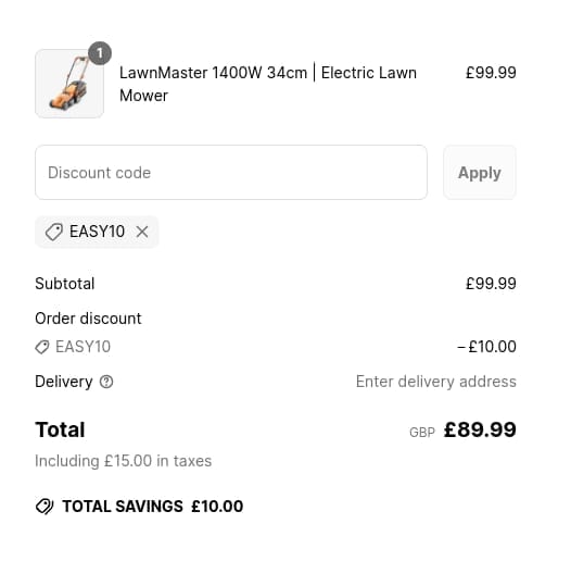 Screenshot of the Cleva discount code working