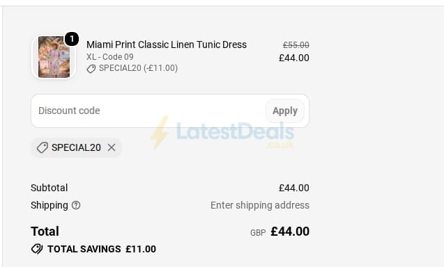 Screenshot of the NoLoGoChic discount code working