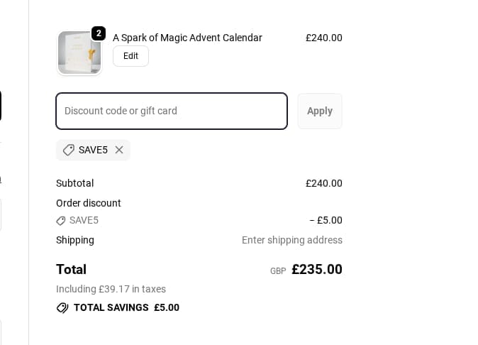 Screenshot of the Zoeva discount code working