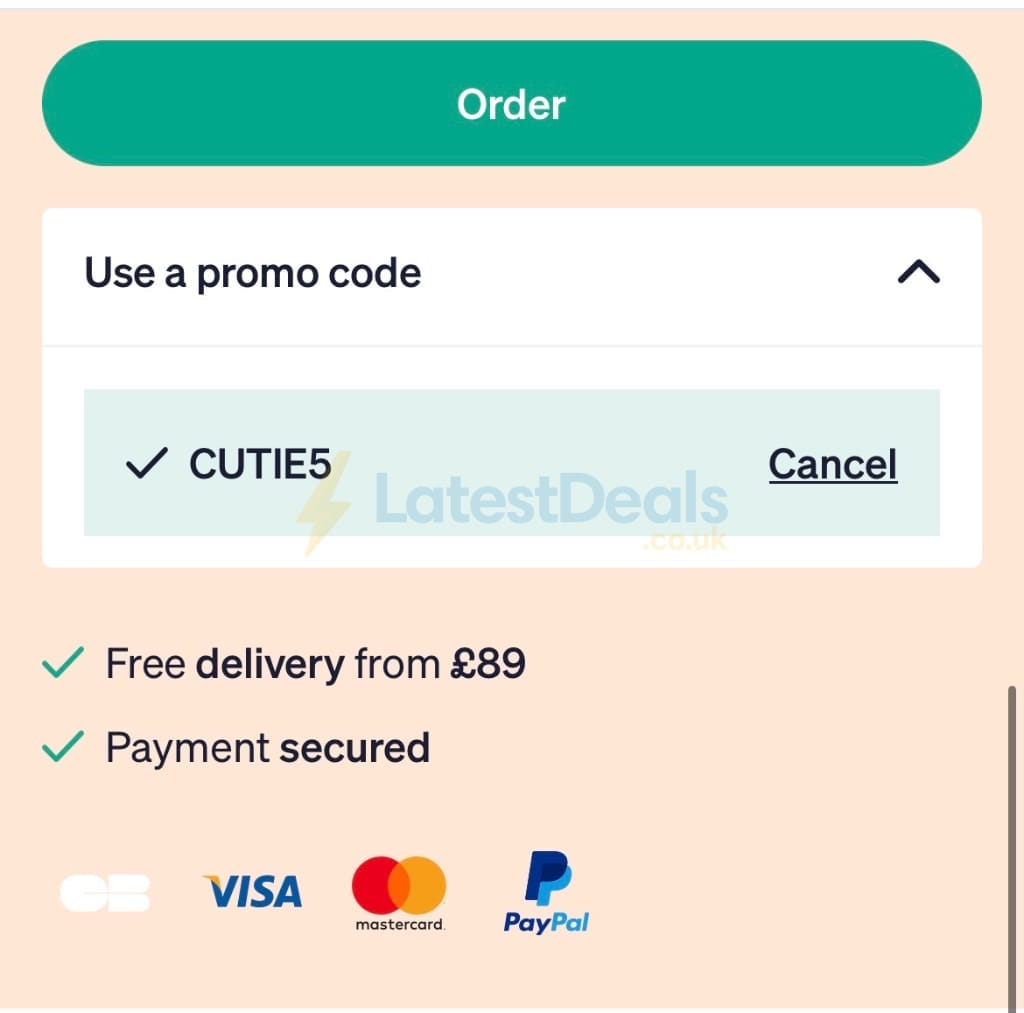 Screenshot of the Sanareva discount code working