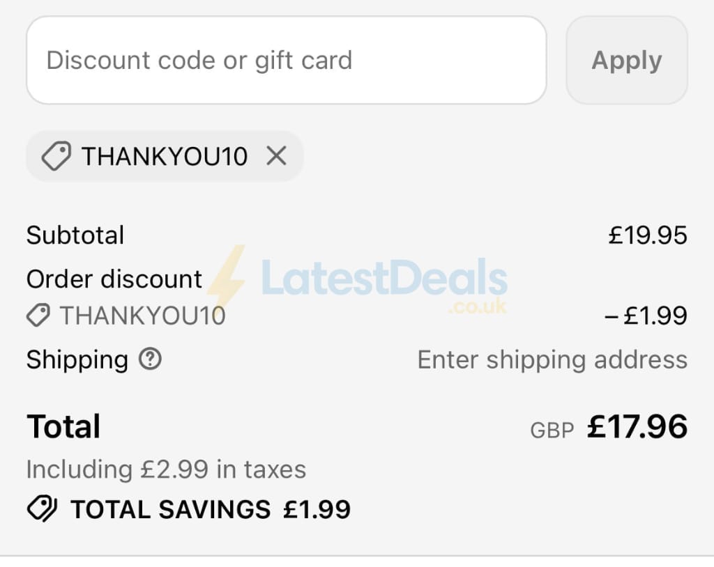 Screenshot of the Tower Health discount code working