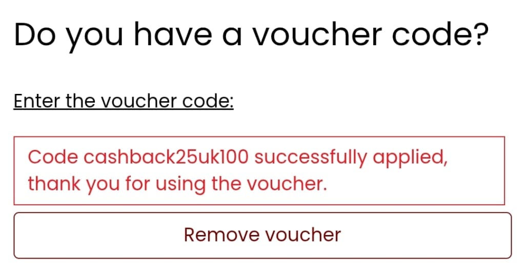 Screenshot of the Beliani discount code working
