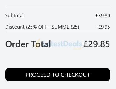 Screenshot of the TOETOE discount code working