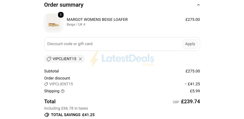 Screenshot of the Goodwin Smith discount code working