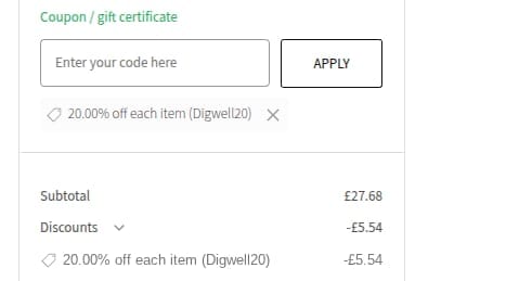 Screenshot of the SPICES on the WEB discount code working