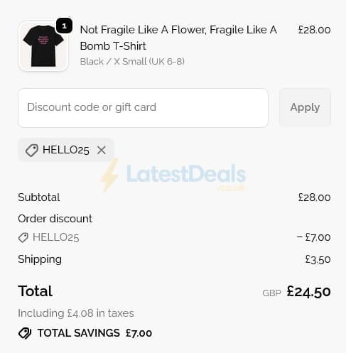 Screenshot of the The Spark Company discount code working