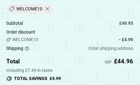 Screenshot of the HempHash discount code working