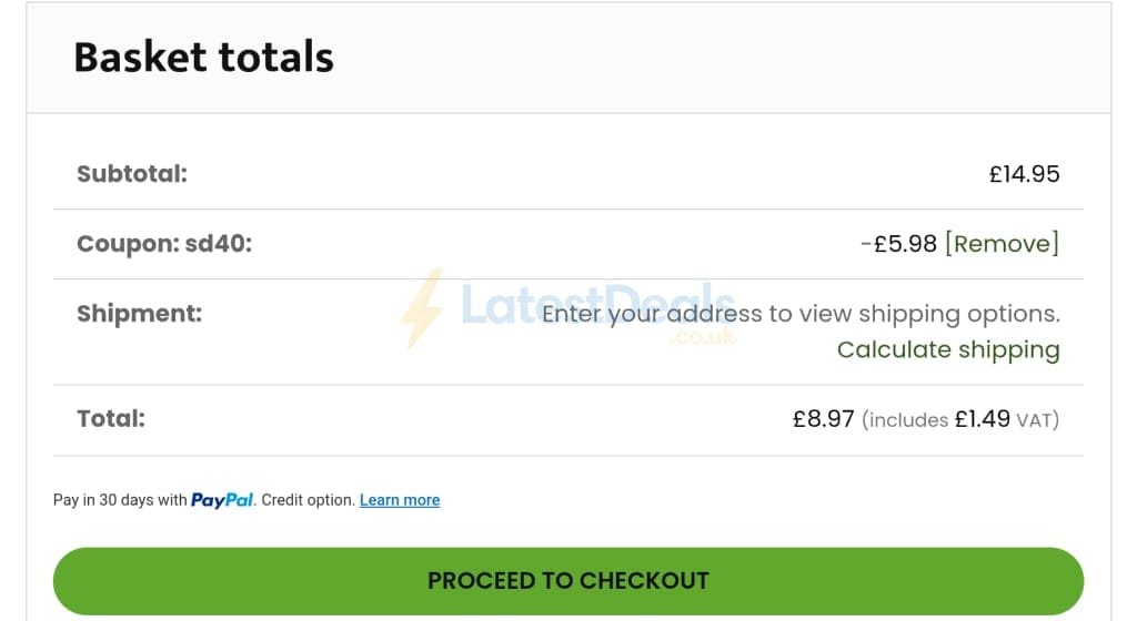 Screenshot of the Supplement Place discount code working