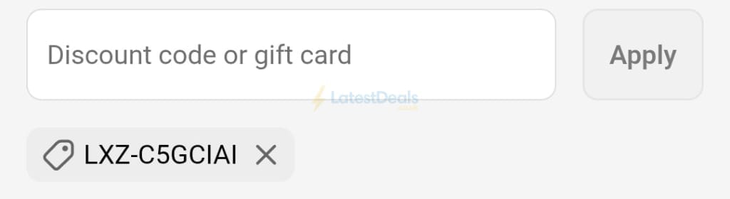 Screenshot of the P. Louise discount code working
