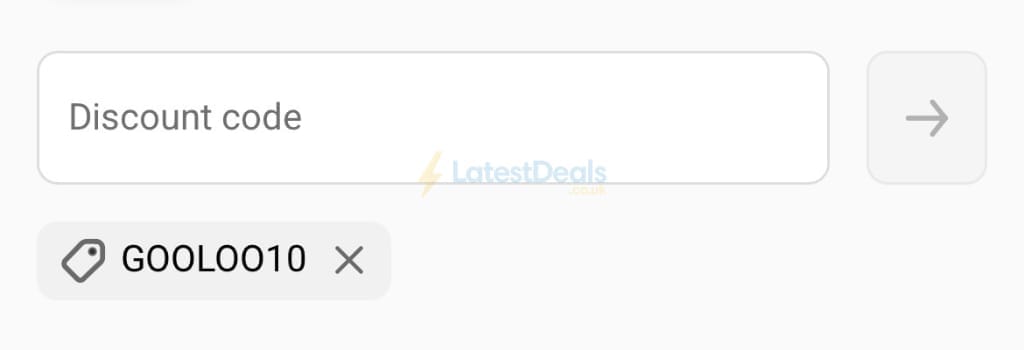 Screenshot of the GOOLOO discount code working