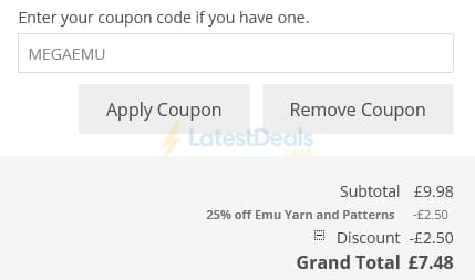 Screenshot of the The Knitting Network discount code working