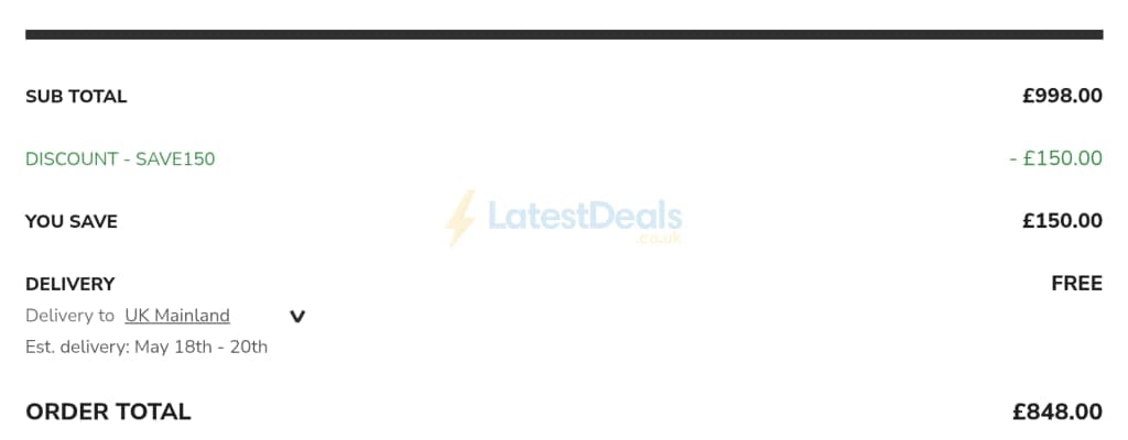 Screenshot of the Tredz Limited discount code working