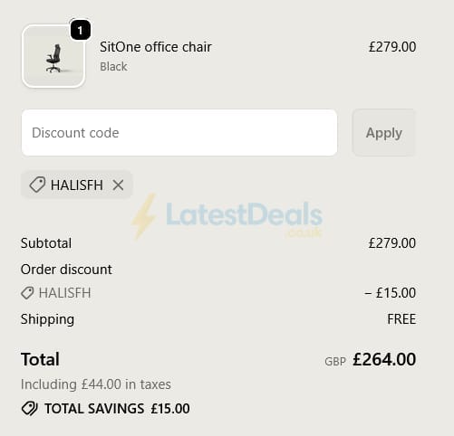 Screenshot of the Desktronic discount code working