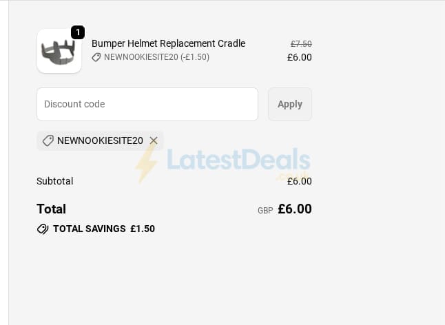 Screenshot of the Nookie discount code working