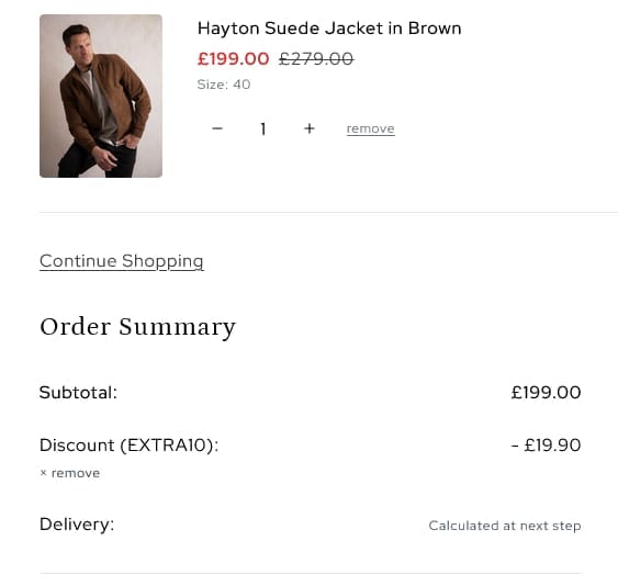 Screenshot of the Lakeland Leather discount code working