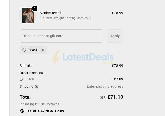 Screenshot of the We Are Knitters discount code working