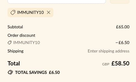 Screenshot of the Presscription discount code working