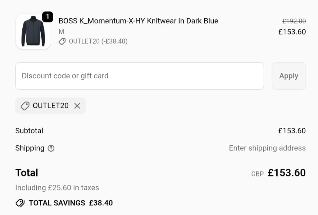 Screenshot of the Norton Barrie discount code working