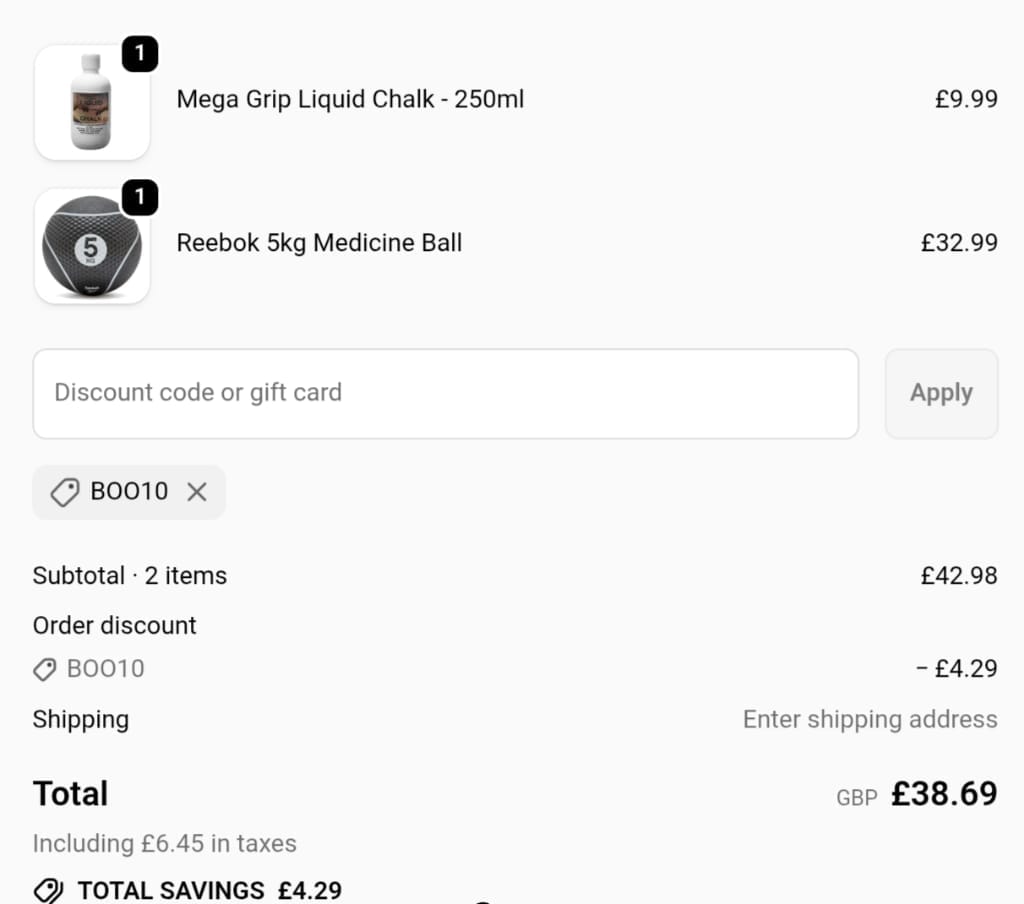 Screenshot of the Workout For Less discount code working