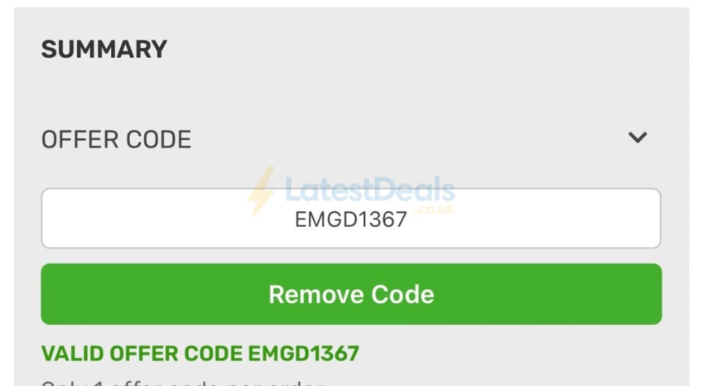 Screenshot of the Gardening Direct discount code working