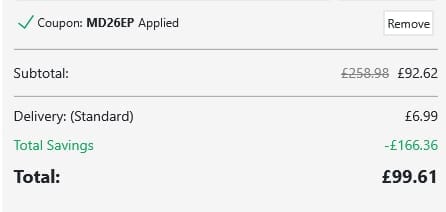 Screenshot of the Printerpix discount code working