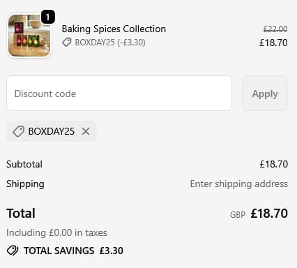 Screenshot of the Holylama discount code working